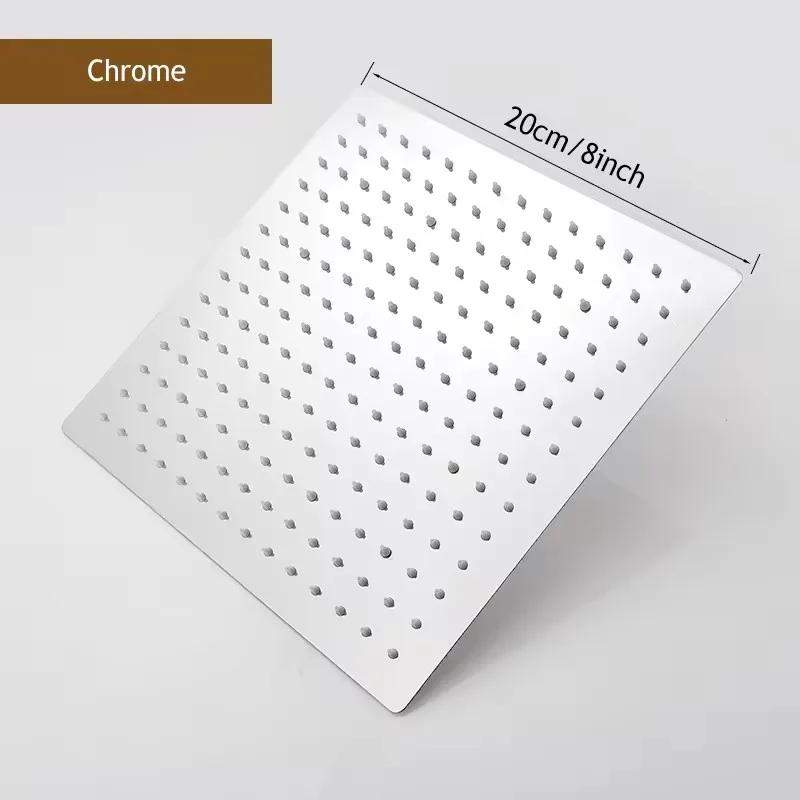 Ultra Thin 8/10/12 Inch Stainless Steel Rainfall Shower Head High Pressure Showerhead Black Golden Celing Mounted Shower Head