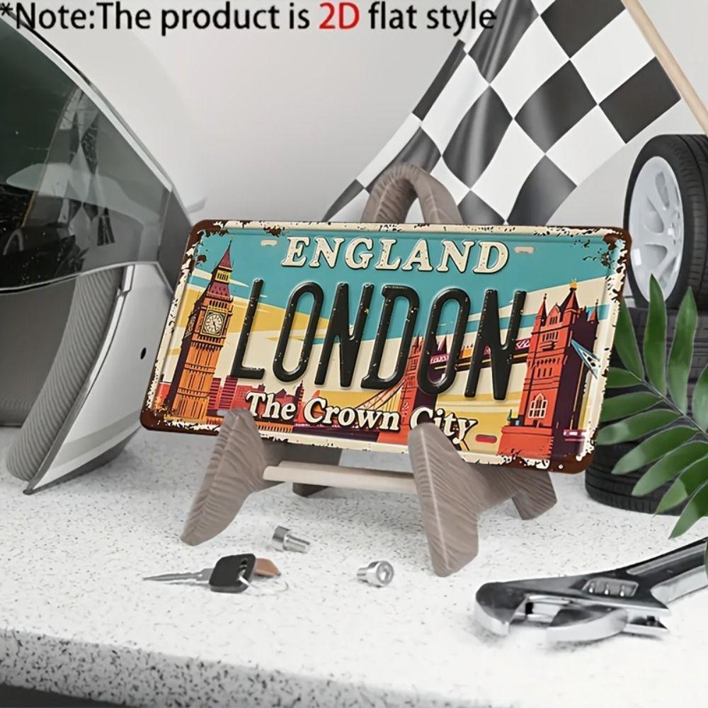 Metal Wall Poster Bangkok License Plate, Tuk Tuk Night City Temples Street Scene, Bar Decor, 20x30cm