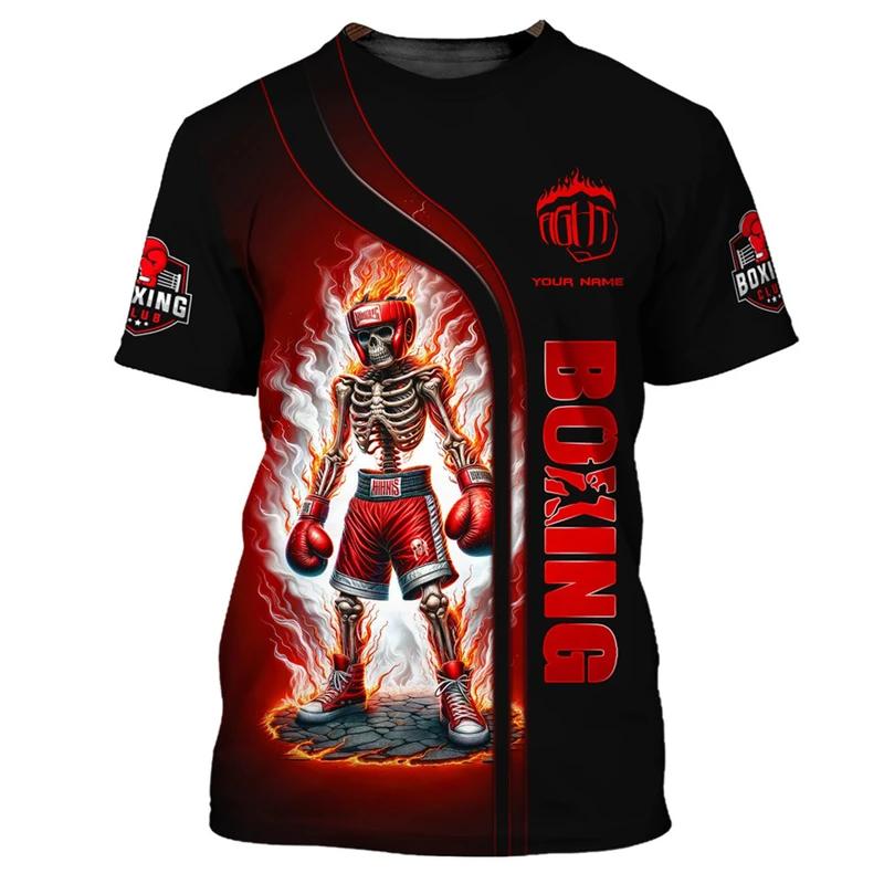 Boxing Series Men's Cool Fighting Pattern T-Shirt 3D Printed Personality Daily Leisure Fashion Sports Round Neck Short Sleeved T-shirt