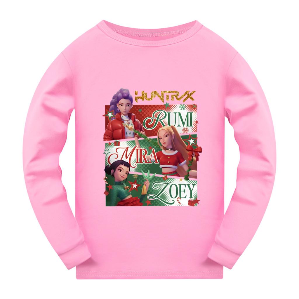 5181 Kids Girls Christmas New Year Rumi Zoey Mira Super Star Print Long Sleeves T-Shirt