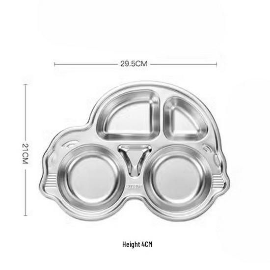 304 Stainless Steel Cartoon Divided Plate for Kids – Perfect for Kindergarten and School Canteens
