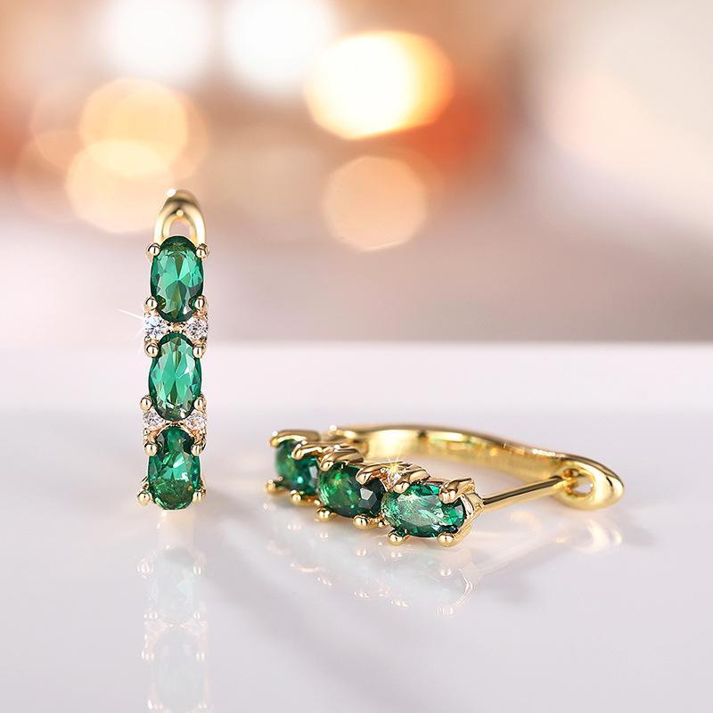 Shiny 925 Sterling Silver Green Cubic Zircon Earrings for Women Newly Trendy Party Ear Accessories Daily Wearable Jewelry Gifts