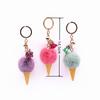 Ice Cream Keychain Cute Bag Cartoon Plush Pendant Sweet Cone Car Keychain Ring Furry Ball Creative Gift