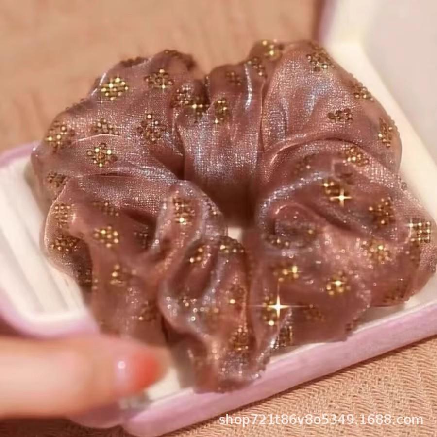 

Елегантна картата органзова пов язка для волосся 2024 - двошаровий квітковий аксесуар для жінок