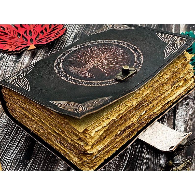 Leather Journal Tree of Life - Genuine Leather Notebooks For Women - Beautiful Journal with Embossed Tree Blank Handmade Paper Gift For Men