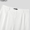 INCERUN Men Spring Zipper Up High Waist Texture Trousers Casual Button Straight Pants