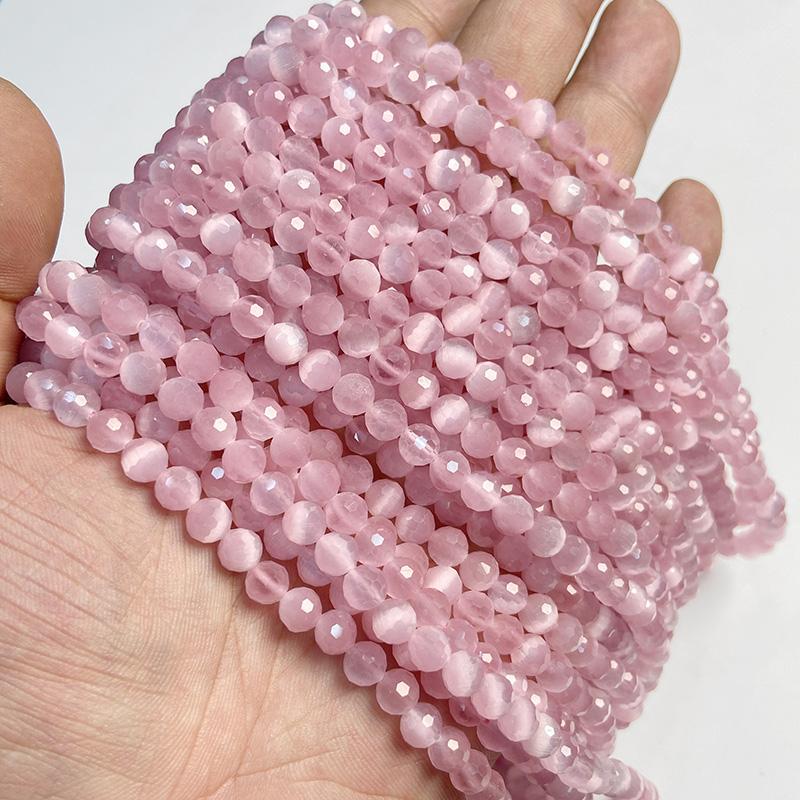 6MM Faceted Round Spacer Gem Stone Beads Loose Crystal Quartz Jaspers Bead For Beadwork Jewelry Making Women Bracelet Necklace