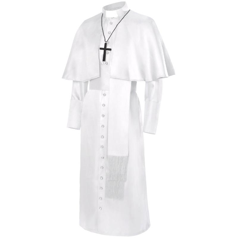 Medieval Priest Costume: Solid Color Clergy Robe & Cloak for Halloween & Christmas