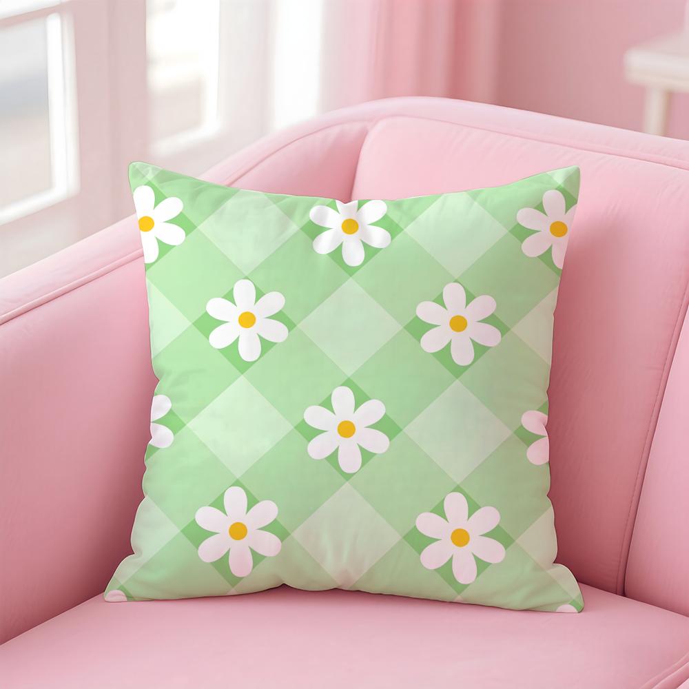 Ssmall Daisy Cushion Cover Pillowcase Short Plush Invisible Zipper Room Sofa Cushion Cover