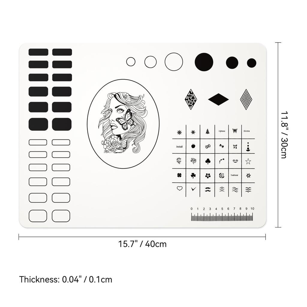Professionelles Silikon-Matten-Set für Nagelkunst, Stamping und Nagellack-Übungen
