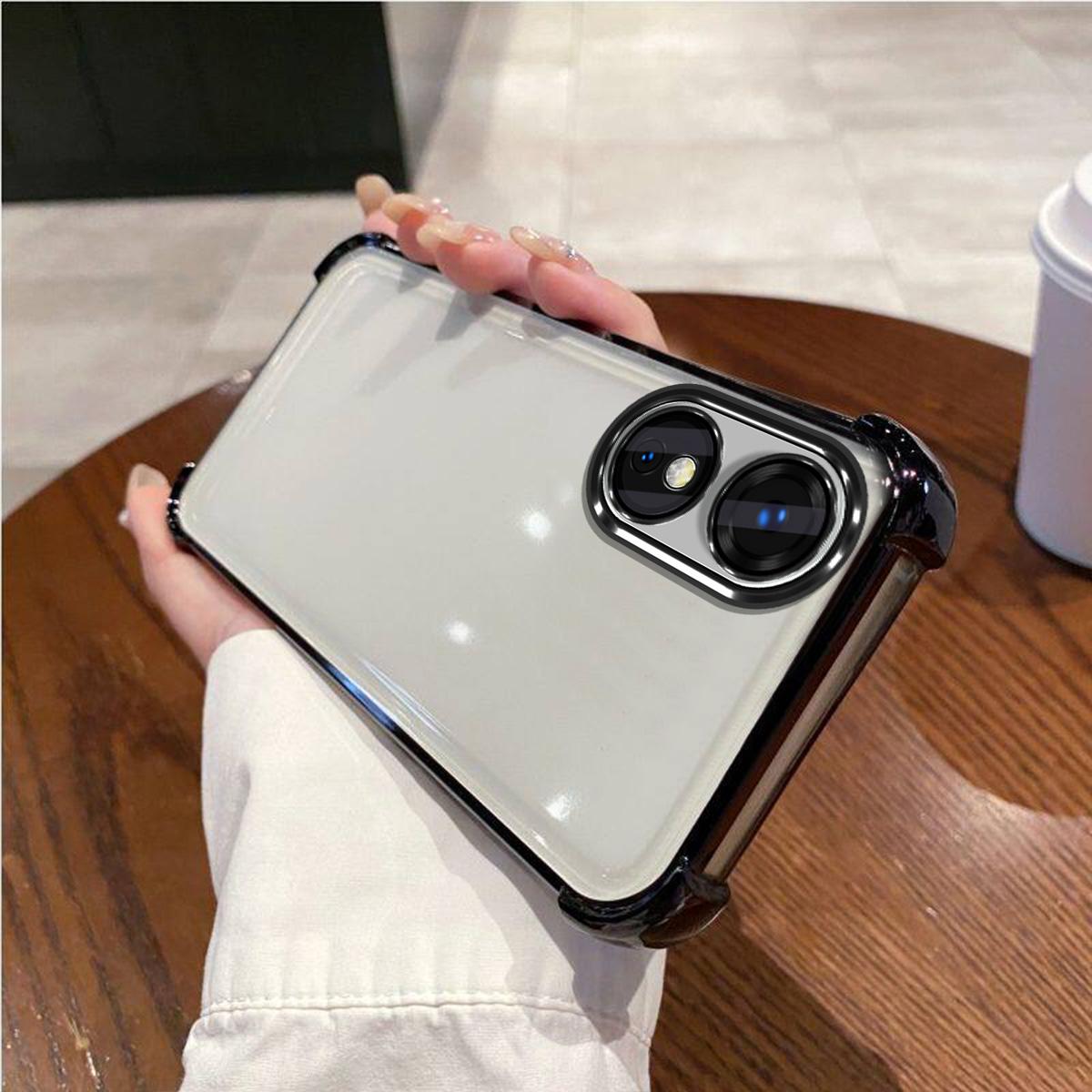 Case for OPPO A17k,A17 Electroplated Color Border Clear Phone Casing Cover OPPO A17k чёрный