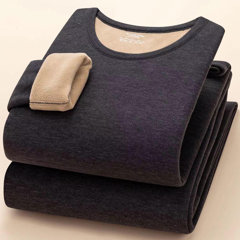 Women's 700g German Wool Lambskin Thermal Underwear Set: Velvet-Lined Double-Sided Top and Bottom for Autumn/Winter.