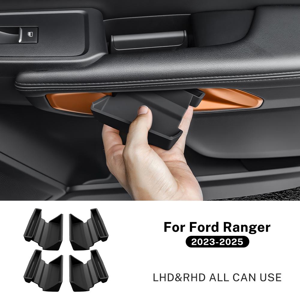 Silicone Pour Ford Ranger 2023 2024 2025 Boîte de Rangement Organisateur de Poignée de Porte de Voiture Plateau Accessoires de Modification d'Intérieur Automobile