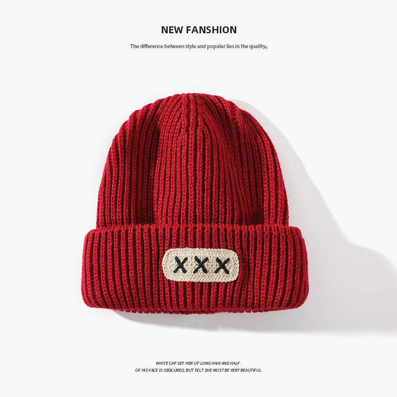 Warm Wool Hat In Autumn and Winter, Round Face and Slim and Versatile Mohair Label Knitted Hat for Women's Ear Protection Korean Version