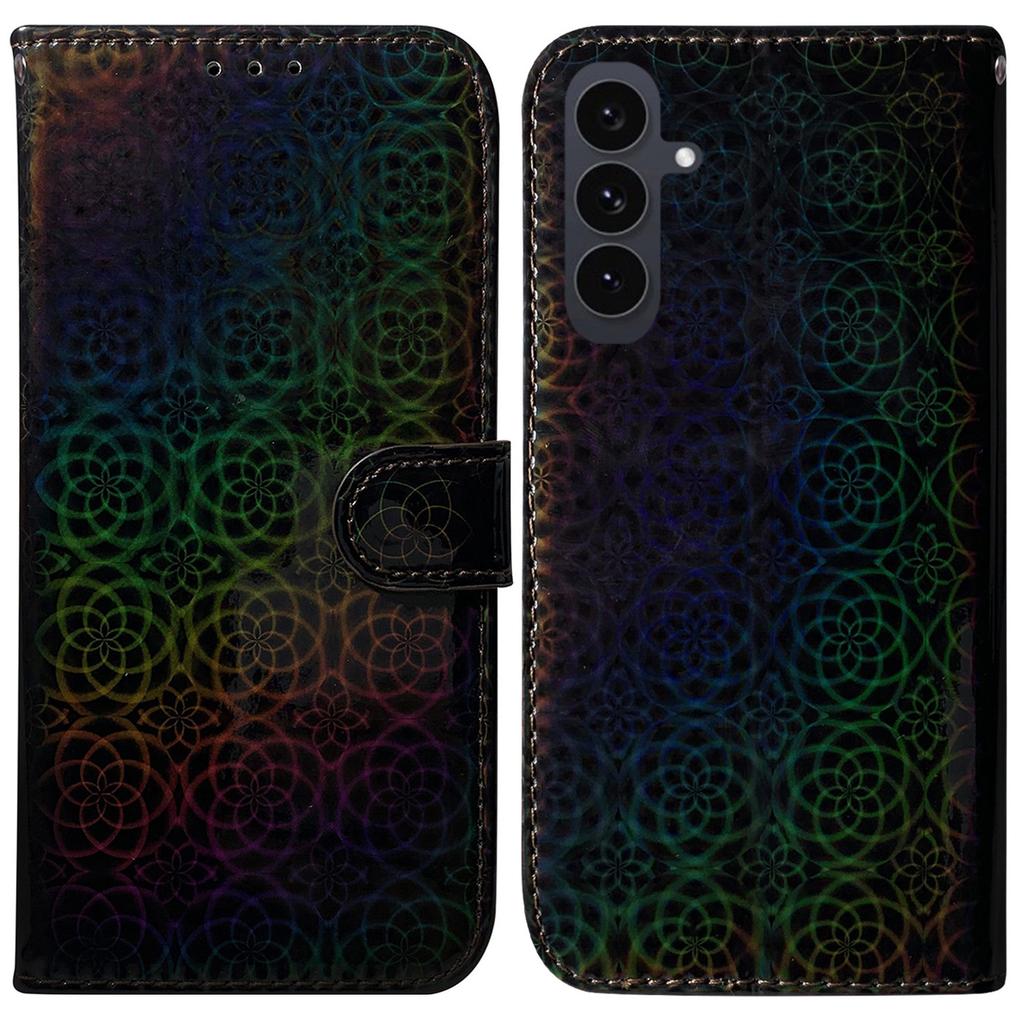 For Samsung Galaxy S25 FE Stand Case Dazzling Flower Leather Phone Cover with Wrist Strap