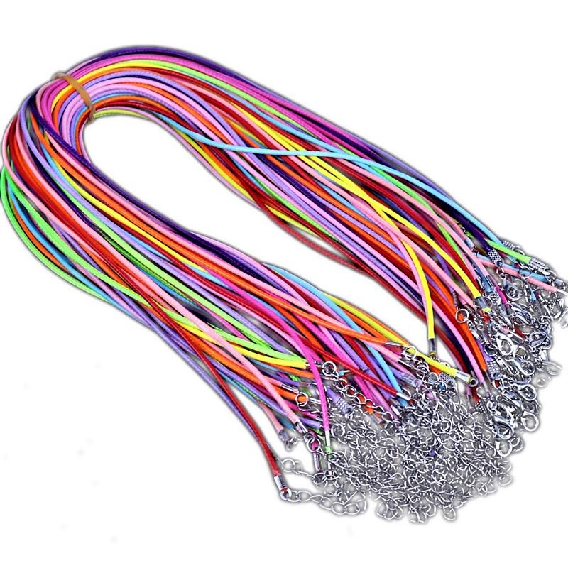 DIY Jewelry Accessories: Black Waxed Leather Necklace Cord with Lobster Clasp