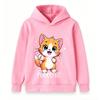 Kids Boys Girls Cute Cartoon Orange Cat Print Pullover Hoodie, Adorable Sparkly Kitten Purrfect Graphic Casual Long Sleeve Sweatshirt for Children Dai