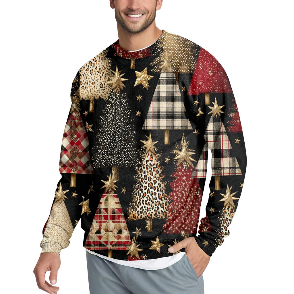 Men's Casual Fashion Printed Round Neck Pullover Sweatshirt