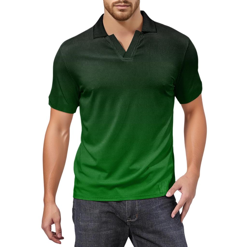 Men's Fashion Printed V-Neck Short Sleeve Top Golf T-Shirt