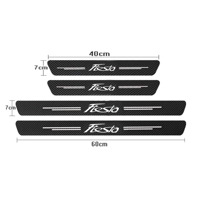Carbon Fiber Car Door Threshold Sill Protector Trunk Bumper Pedal Anti Scratch Waterproof Decal Stickers Cover For Ford Fiesta