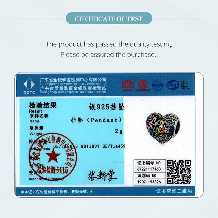 WOSTU Authentique Argent Sterling 925 coloré émail froid Cœur & Motif Tête Charms Perles conviennent pour Bracelet & Jonc pour Femmes Bijoux Fins