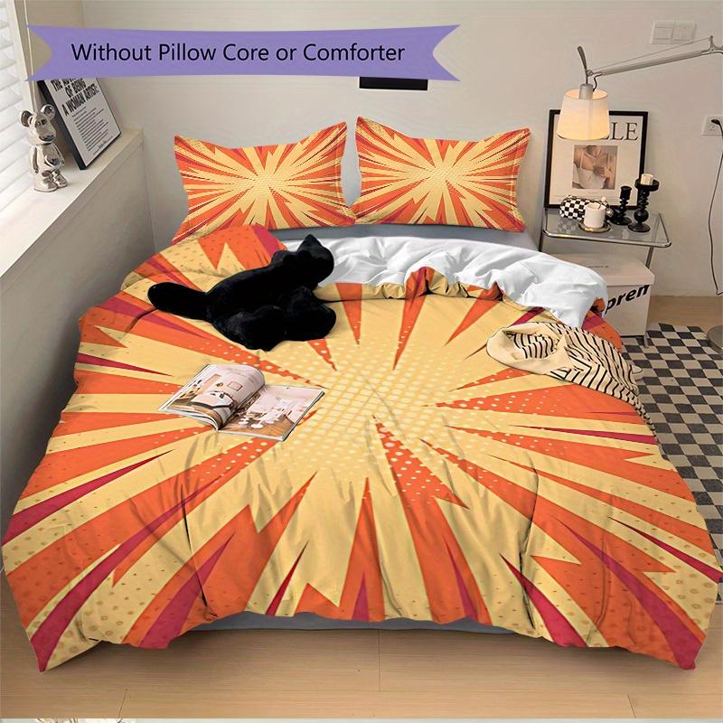 3pcs Sunburst Vibrant Bedding Cover Set, Fashion Classic Popular Print Bedding Set, Soft Comfortable, All Season Use, For Bedroom, Guest Rooma0819153