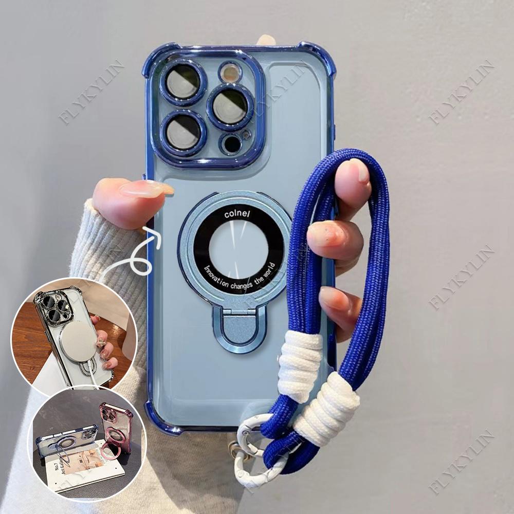 

Shockproof Magnetic Bracket Phone Case For Xiaomi Redmi 14C 13 13C 12 12C 10 10 With Lanyard Soft Back Cover Redmi 13 (4G)
