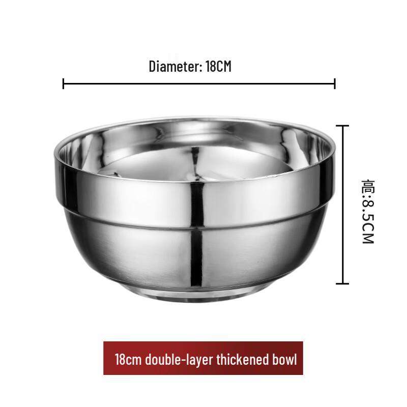 SuLi 304 Stainless Steel Double-Layer Anti-Scald Bowl