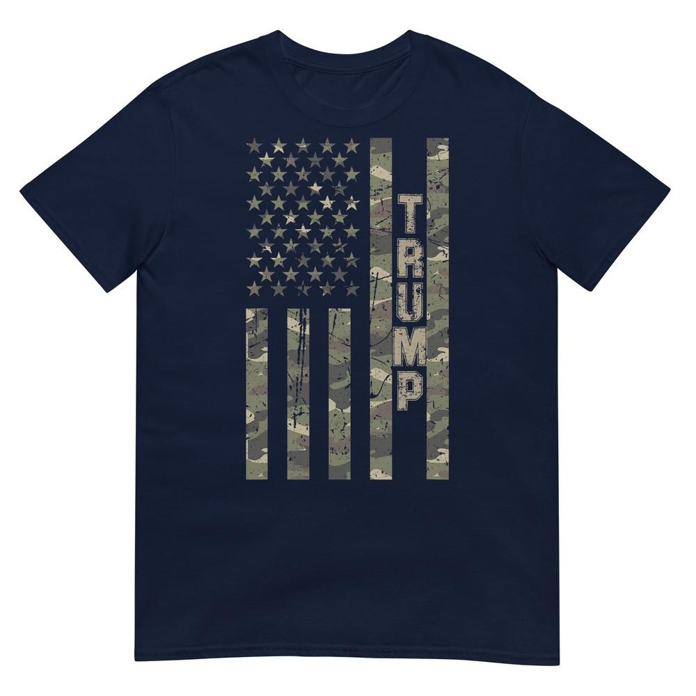 Trump United States Distressed Camo W Us Flag TShirt S