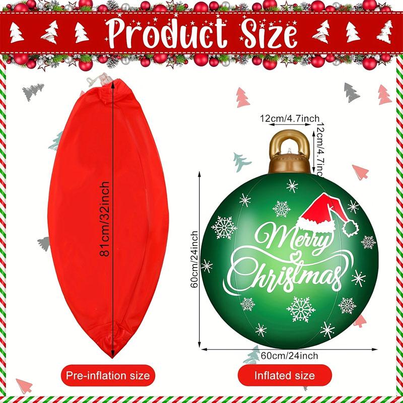 Giant Inflatable Christmas Decorated Ball - Inflatable Yard Decorations with Cute Pattern,  Durable and Reusable, Christmas Yard Decorations,