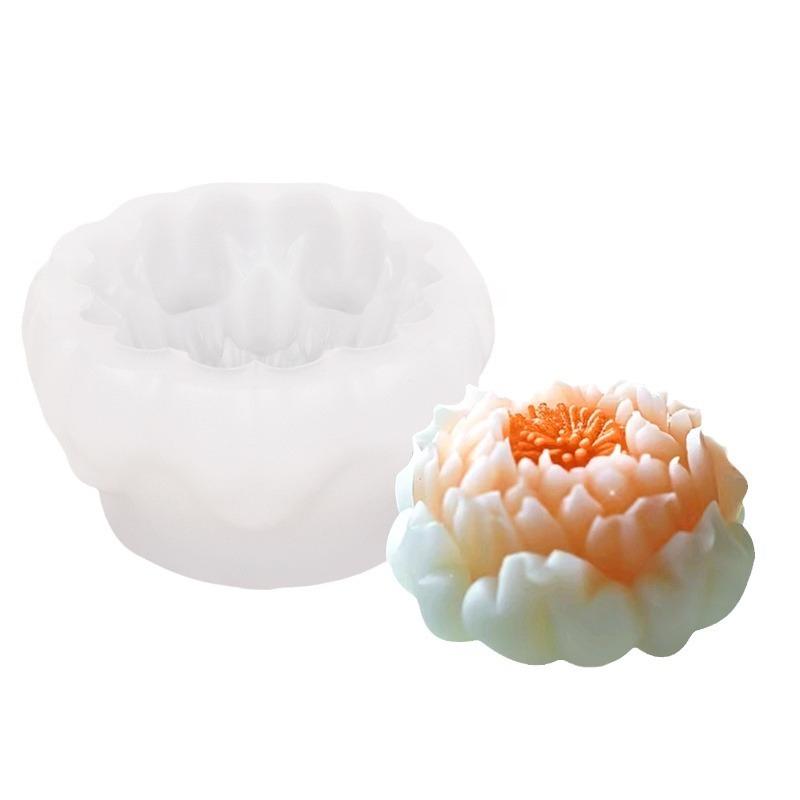 3D Lotus Rose Hibiscus Candle Mold DIY Flower Candle Soap Gypsum Craft Silicone Mold Chocolate Baking Tool Valentine's Day Gift
