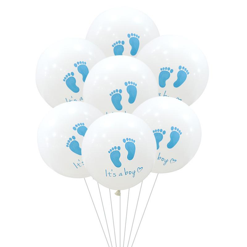 12 -Inch Gender Reveal Toe Printed Balloon Baby Birthday Party Round Blue Pink Latex Balloon 100pcs 
