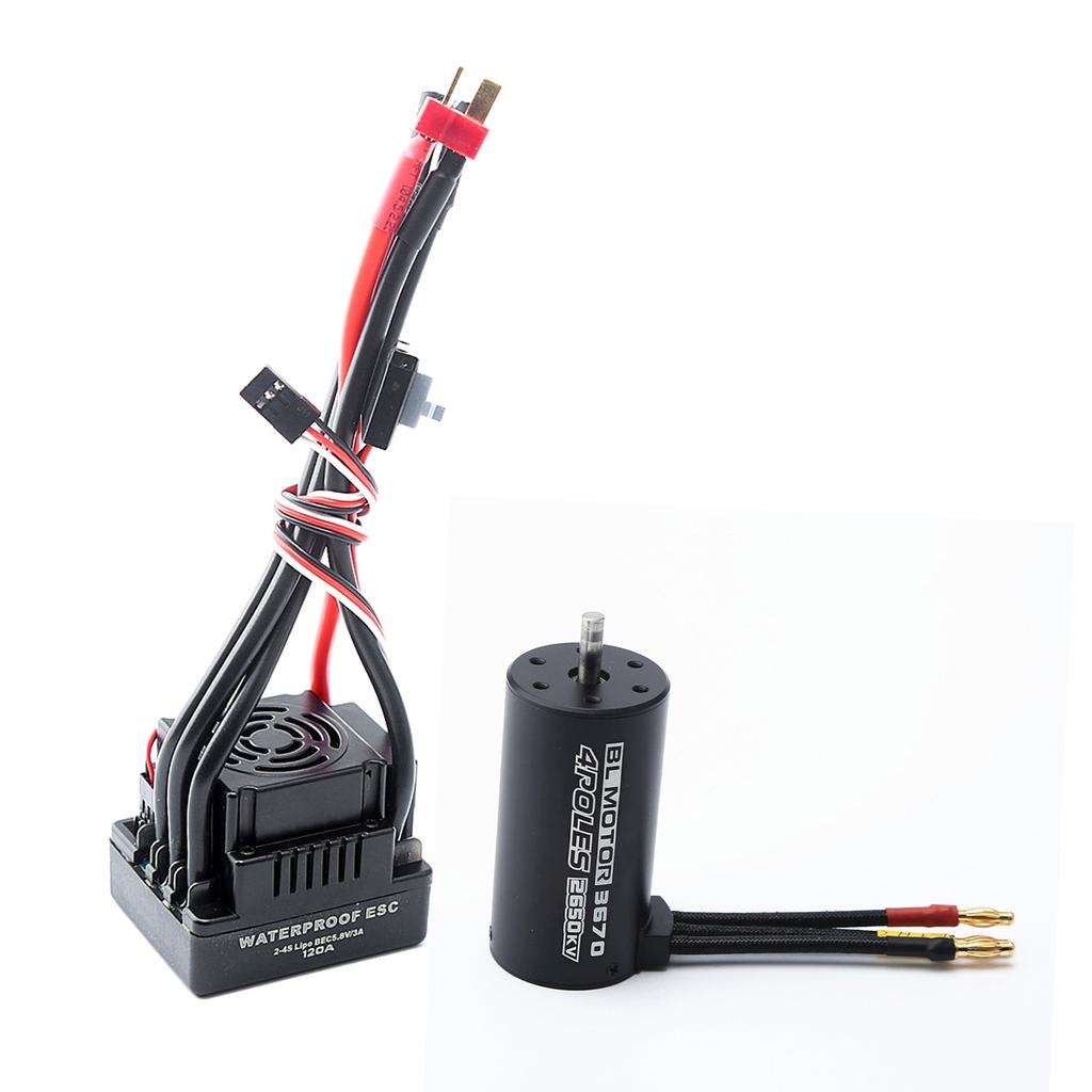 Waterproof 3670 2650KV Brushless Motor 120A Brushless ESC Combo Set for 1 8 Remote Control Car Truck