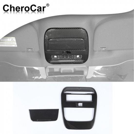 For + Ford F150 Front Reading Light Frame Lamp Trim Cover Decor Carbon Fiber