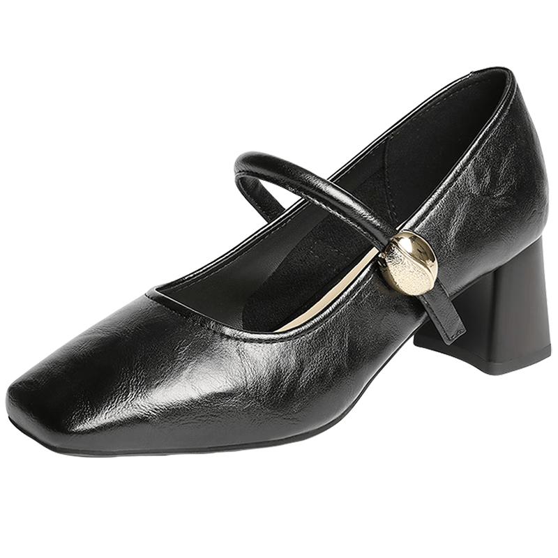 SENDA Mary Jane Chunky Mid-Heel Pumps 37 чёрный