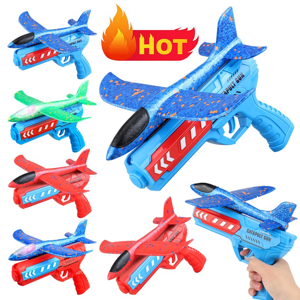 Airplane Launcher Toys Outdoor Plane Flying Toys Non Slip Kids Catapult Plane With/without Light Birthday Gifts for Boys Girls