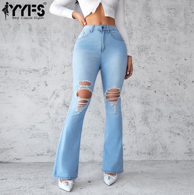 Pantalons et capris décontractés en denim déchiré pour femmes, pantalons taille haute, été, printemps