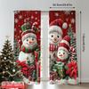 2D Flat Printing 2pcs Merry Christmas Curtains Snowman1 Machine Washable Polyester Without Electricity Birthday Party Use for