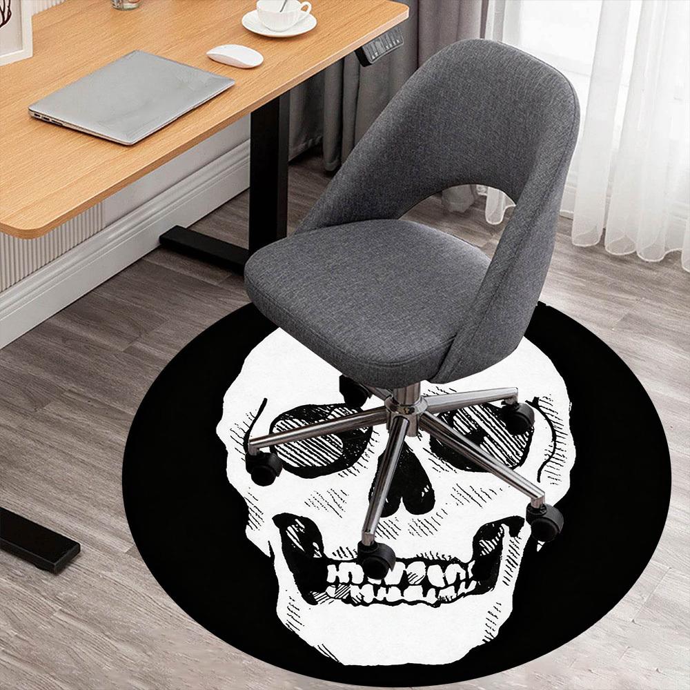 1pc Skull Bone Round Chair Mat Office Area Rug - Non-Slip, Floor Mat for Office, Bedroom, Ideal Home Decor Gift P0105066