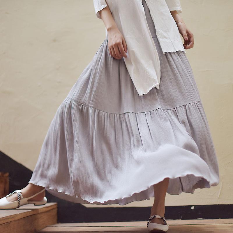 This Summer's New Women's Dress Features A Solid-color Large-swing Skirt and A Artistic Beach Long Dress