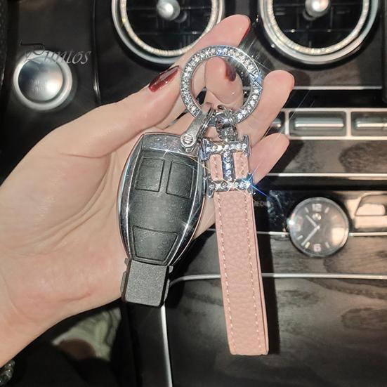 Key Ring Double-sided Rhinestone Compressible Spring Exquisite Portable Multipurpose Decorate Zinc Alloy Spring Keyring Key Chain Buckle Car Accessory