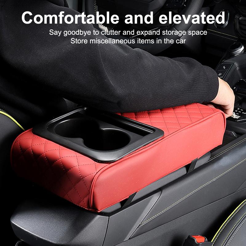 Aufbewahrungsbox für die Mittelkonsole im Auto mit Getränkehalter, Auto-Armlehnenkissen, Armlehnenkofferkissen mit Telefonständer für LKW-Fahrzeuge