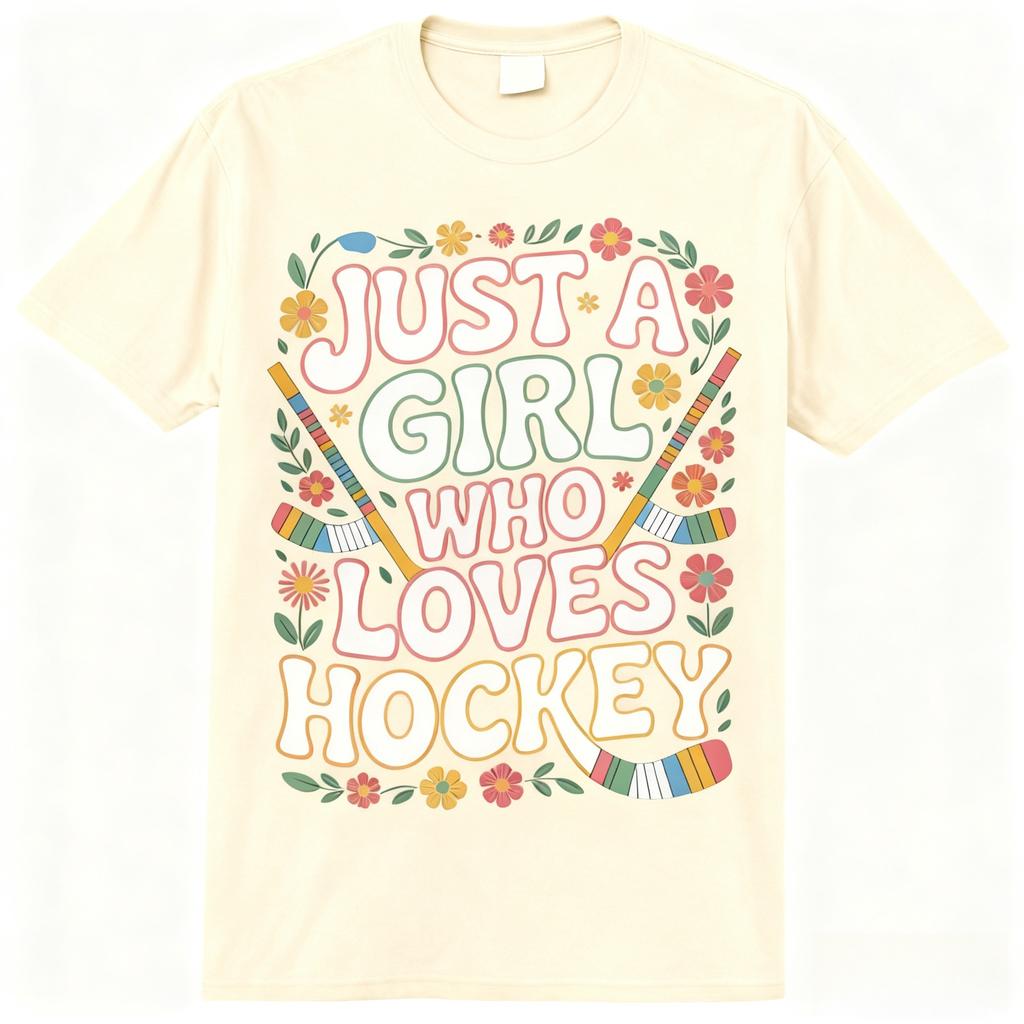 Just A Girl Who Loves Hockey Proud Female Hockey Players Comfort Colors Adult Heavyweight Unisex Fashion Loose Cotton T-Shirt