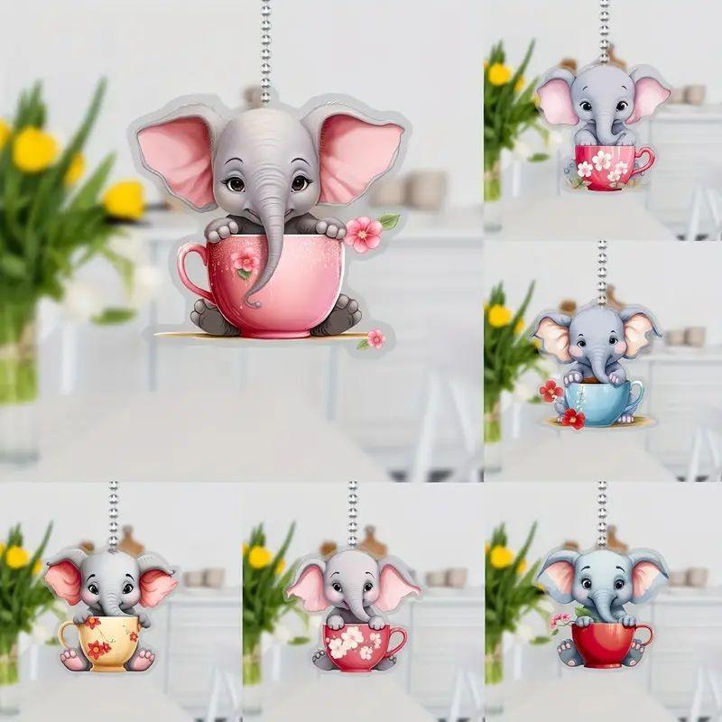 Acrylic Elephant Colorful Car Hanging Decoration For Unique Holiday And Home Decor