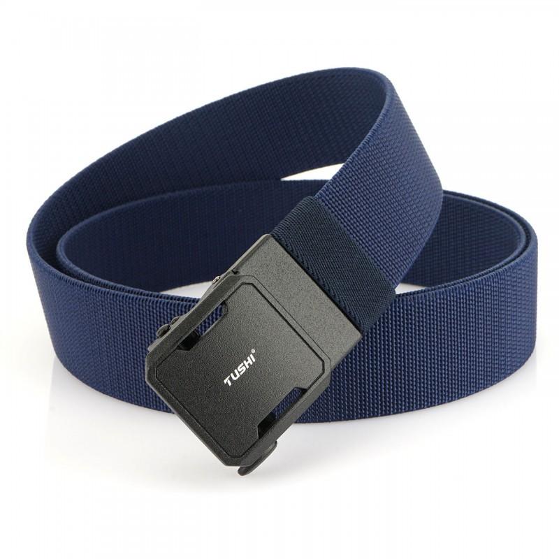 Toothless Automatic Buckle Belt Men s Elastic Nylon Casual Canvas Knitted Business 120cm королевский синий