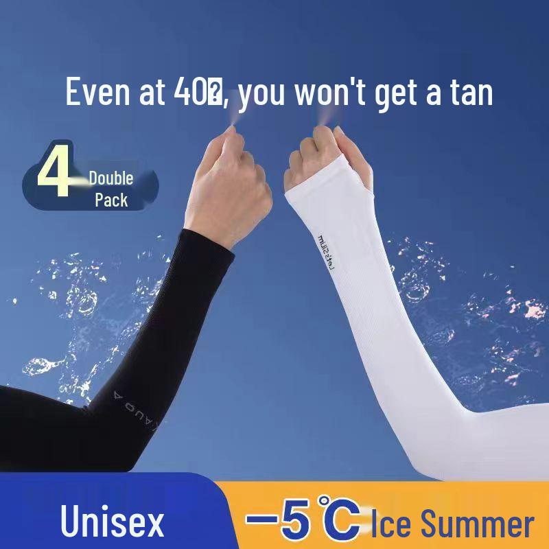 Unisex Summer UV Protection Ice Silk Arm Sleeves - Cool, Thin, Extended Length for Driving