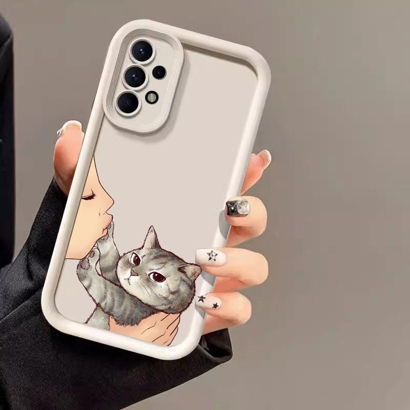 Funda Linda Gato Americano de Pelo Corto Para Samsung A55 A35 A13 A54 A53 A52 A34 A33 A32 A21S A14 A23 A24 A12 A51 A71 Funda de Teléfono