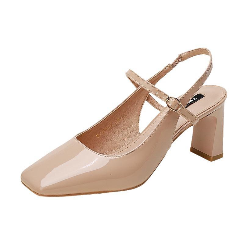 Mary Jane Sandalen Damen Dicke Ferse 2025 Neu Minimalistisch Rosa Sommer Leerer Eckiger Kopf Hohe Absätze Damen