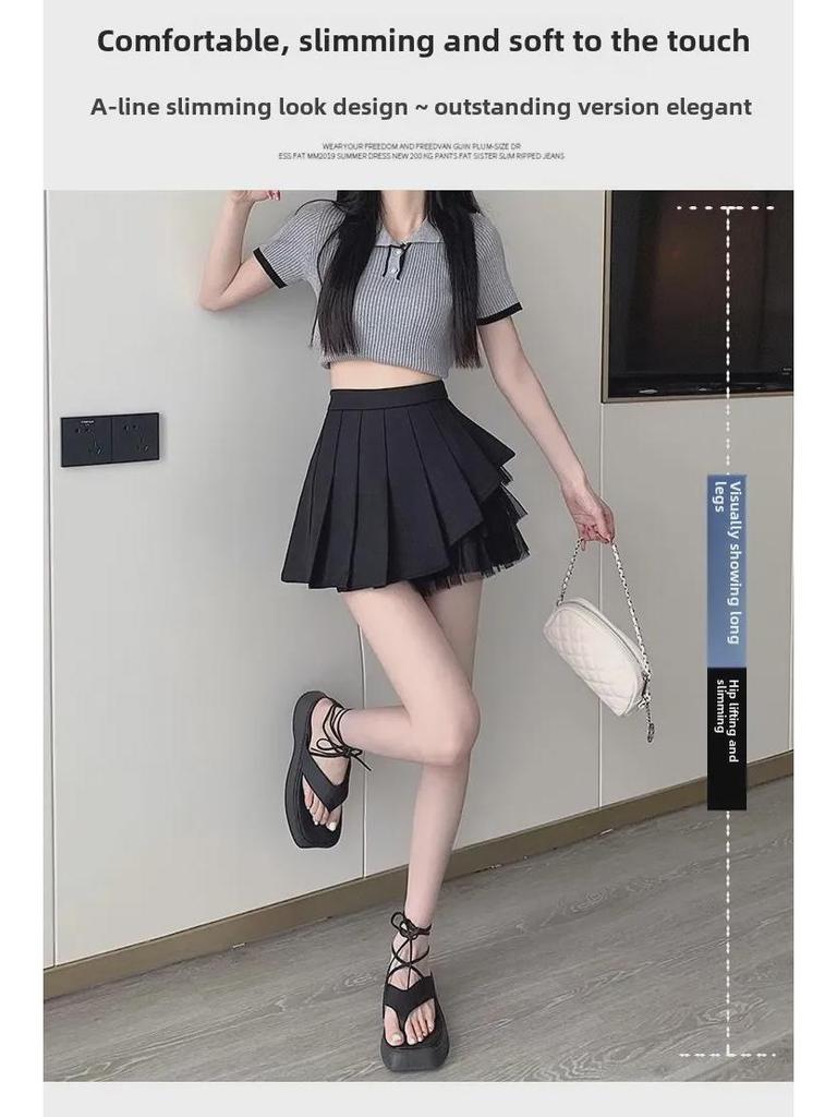 Women's White Pleated Mini Skirt, Ballet-Style High Waist A-Line Tutu Skirt