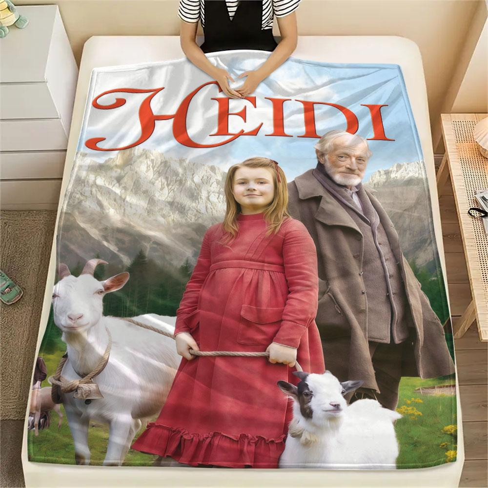 Heidi Printed Flannel Blanket, soft throw for bedroom sofa, washable, fan merchandise, great gift.